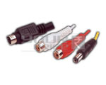 S-Video 4 Pin Mini Din Plug to 2 RCA Socket + DC Plug Cord ( 5.5 X 2.5 Mm) - 1.5 Meters