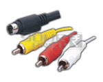 S-Video 7 Pin Mini Din Plug to 3 RCA Plug Cord - 5 Meters