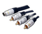 S-Video 7 Pin Mini DIN Plug to 3 RCA Plug Cord - Copper, 5 Meters, Black | HD Video Transmission, Shielded, Reliable Connection