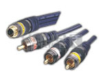 S-Video 4 Pin Mini Din Plug to 3 RCA Plug Cord - Copper
