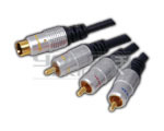 S-Video 4 Pin Mini Din Plug to 3 RCA Plug Cord Gold Plated a 3 Meters