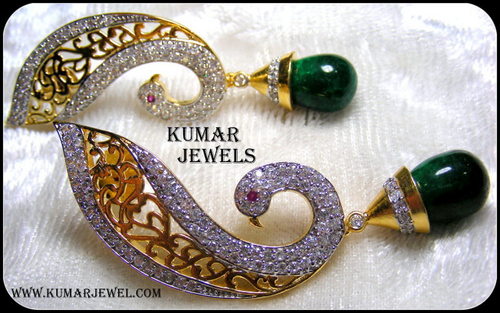 LEAFED PEACOCK EARRINGS.