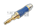 4mm Banana Male Blue and Pale Chrome Metal Cap For 6mm Cable.