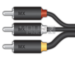 3 x RCA Plugs Cord - 1.5 Meters, All Copper Black Cable, Gas-Injected Dielectric, Double Shielded EMI Protection, High Resolution Video