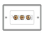 3 Way 4mm Banana Female / Banana Female Face Plate (Ã114 x 70 mm) - Plastic, White, High-Definition Audio Transfer, Convenient Mounting
