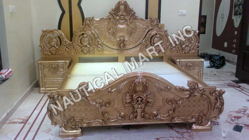 VINTAGE WOODEN DOUBLE BED By Nautical Mart Inc.