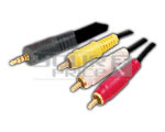4 Pole EP Stereo Plug 3.5 mm to 3 RCA Plug Cord Gold Plated VCD Cord For Aiwa - 1.5 meters