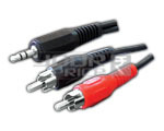EP Stereo Male to 2 RCA Male - Oxygen-Free Copper, 1.5 Meters, Black | Audio Transfer, Shielded, Durable Cord