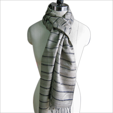 Grey Black Classic Natural Silk Scarf