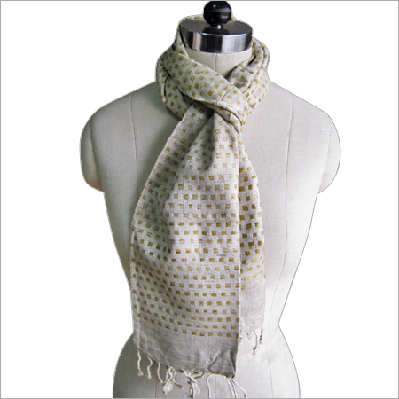 Ochre & White Natural Silk Scarf
