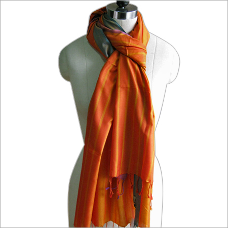 Two Tone Vertical Stripes Natural Silk Stoles
