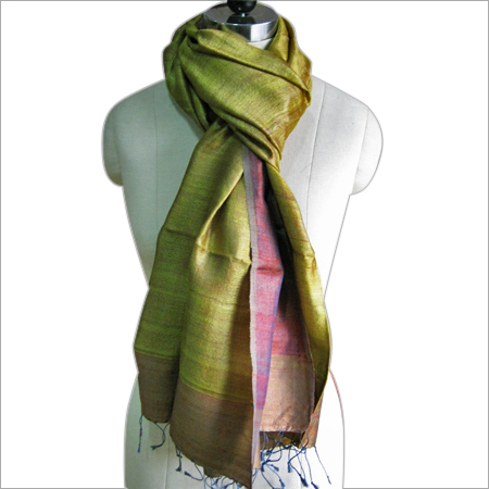 Lime Red Double Layered Natural Silk Scarf - Natural Silk, 70x180 cm, Green | Soft Texture, Elegant Drape, Warmth Comfort