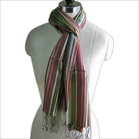 Multi Stripes Super Soft Natural Silk Scarf - Silk, 70x10 Inches, Multicolor | Soft Texture, Lightweight, Multi-Striped, Fringed