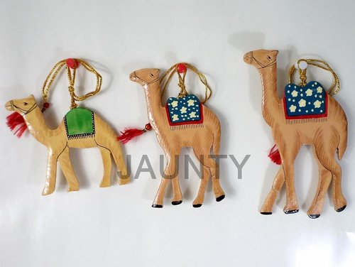 Camel Hanging Set - Paper Mache, Varied Sizes, Beige | Handcrafted, Decorative, Lightweight, Unique