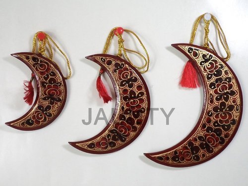 Moon Hanging Set - Hand-Painted Paper Mache, Various Sizes, Brown | Crescent Design, Handcrafted, Durable, Easy to Hang
