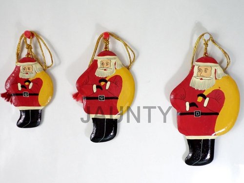Santa Hanging Set - Paper Mache, Various Sizes, Multi-Color | Lightweight, Easy Hanging, Unique Holiday Decor
