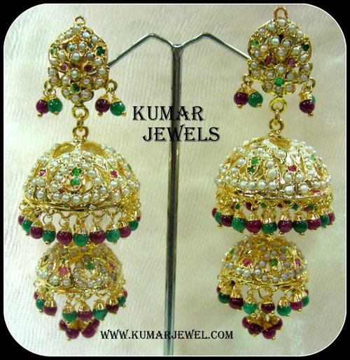 Dual jhumki earrings.
