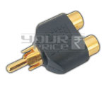'T' Connector 2 RCA Socket to 1 RCA Plug