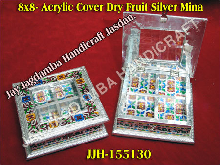 Acrylic Cover Dry Fruit Silver Mina Handicraft