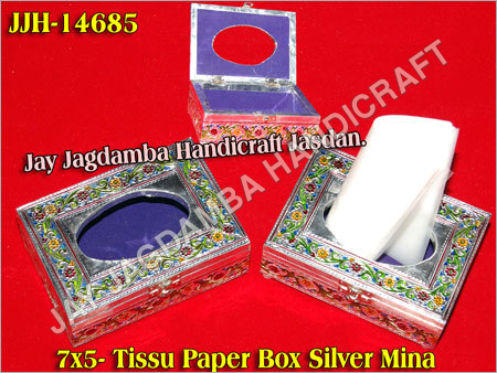 Tissu Paper Box Silver Mina