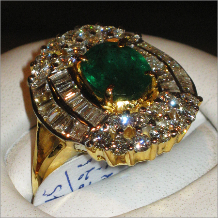 Green Stones Gold Ring
