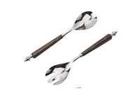 Silver And Dark Brown Salad Server Set