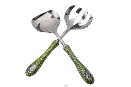 Silver And Green Salad Server