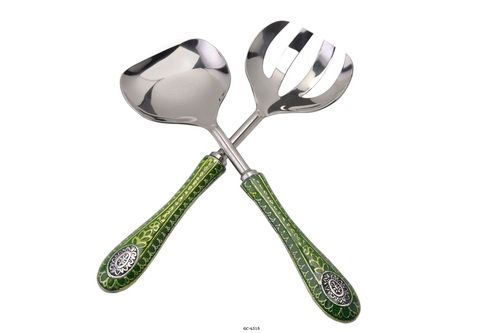 Silver And Green Salad Server