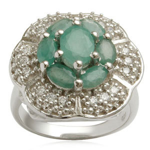 Cheap Emerald Gemstone Ring In Sterling Silver Gender: Women