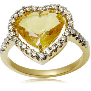 yellow sapphire heart ring