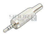 4 Pole EP 2.5mm Male Connector - Metal, 5-6mm Diameter, Silver Plated | Audio and Video Signal Transfer