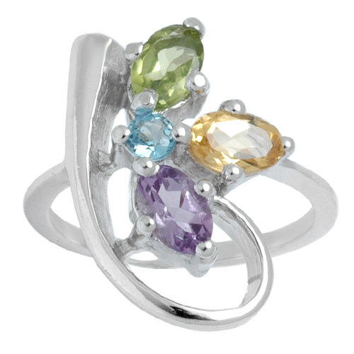 Multi Topaz Ring Yellow Topaz Ring Lemon And Smoky Topaz Rings  Gender: Women