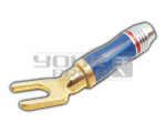 Binding Post 'Y' Terminal Screw Type Blue & Pale Chrome Metal Cap Heavy Duty for 6mm Cable.