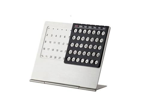 Perpetual Calendar - Metal, 10x8x2 cm, Silver | Perpetual Display, Easy to Use, Durable, Accurate Dates, Sleek Design, Freestanding