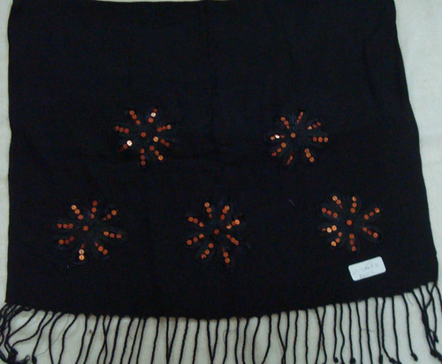 Scarves With Embroidery And Sequins Work - Satin Viscose 50x180 cm Sequined Embellishments Soft Durable Fabric Customizable Colors
