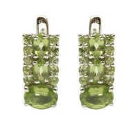 oval and round earring  peridot silver earrings 