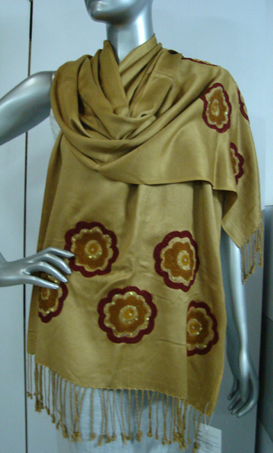 Scarves with embroidery and sequins work