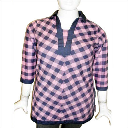 Ladies Tunic in Pink Check