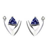 Small Tanzanite And Diamond Earrings Tops For Evening Wear Gender: Women's