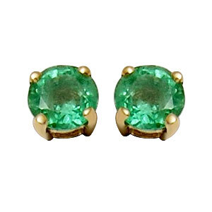 Round Emerald Studs In 18Karat Yellow Gold For Women And Girls Gender: Women'S