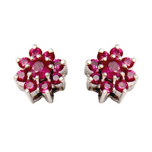 Ruby Flower Tops - 18k White Gold, 3.12 Gms | Genuine 1.04 Ct Round Ruby, Customizable Design, Elegant Jewelry Set For Women, Perfect For Gifts And Parties