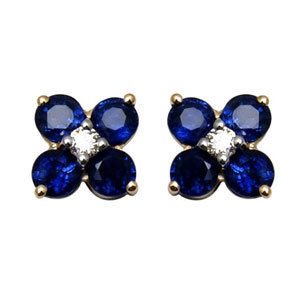 Diamond And Sapphire Baby Earrings Gender: Women's