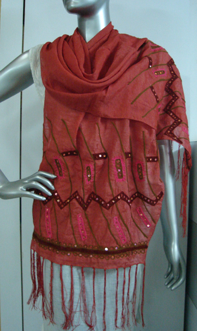 Scarves with embroidery and sequins work