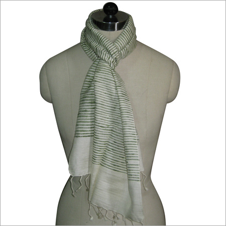 Hand Spun Stripes Natural Silk Scarf