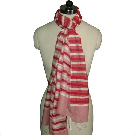Horizontal Red Pink Natural Silk Scarf