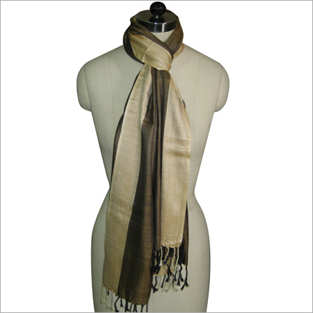 Gold Border Natural Silk Scarf