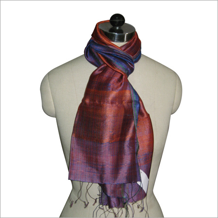 Blue Maroon Double Layered Natural Silk Scarf
