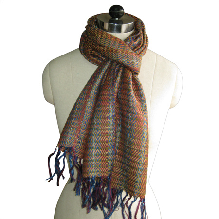 Hand Spun Diamond Weave Natural Silk Scarf - Natural Silk, 70x10 Inches, Orange | Soft Texture, Luxurious Feel, Fringed Edges