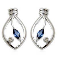 Leaf Gold Earring In Sapphire And Diamond, Marquise Sapphire Earrings Gender: Women's