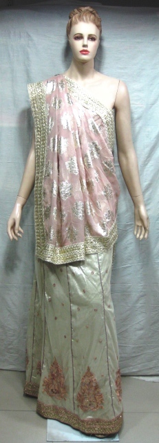 Sarees - Georgette 5.5m Cream, 15cm Heavy Border, Embroidered Pallu Work, Hand Embroidery
